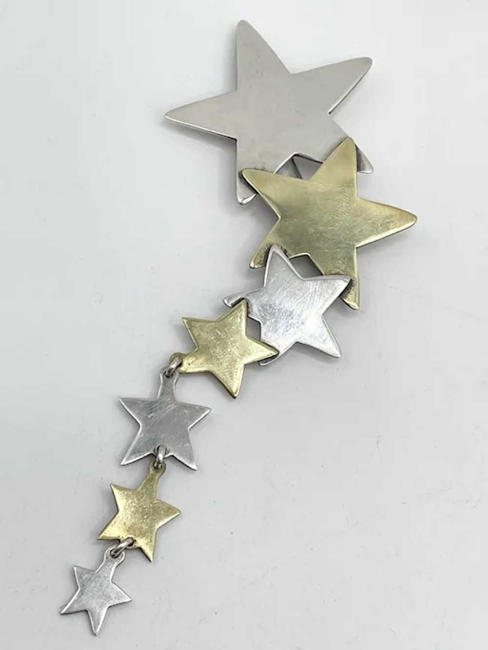 Vintage Sterling Silver Mexico 925 Star Brooch Pin - image 4