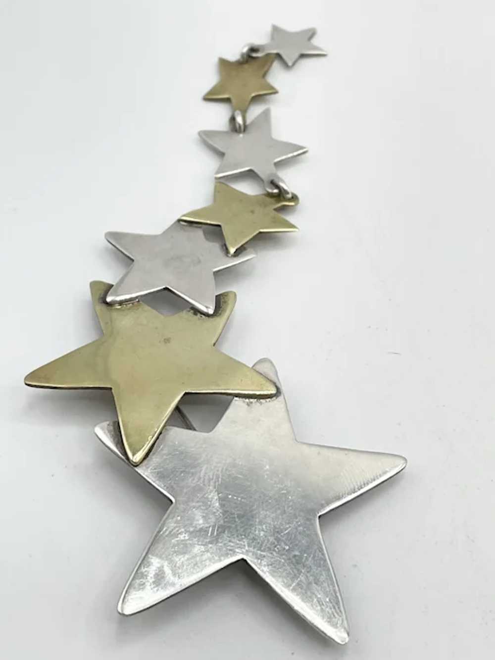 Vintage Sterling Silver Mexico 925 Star Brooch Pin - image 5