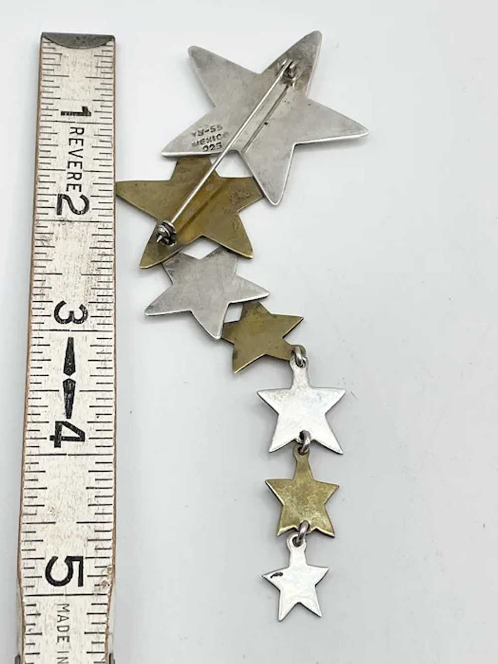 Vintage Sterling Silver Mexico 925 Star Brooch Pin - image 6