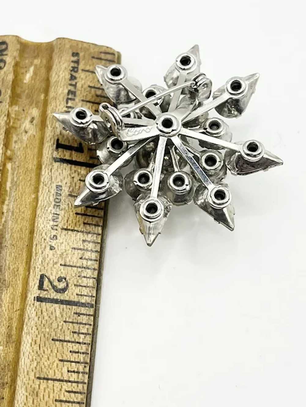 Vintage Signed Coro Rhinestone Flower Brooch Pin - image 5