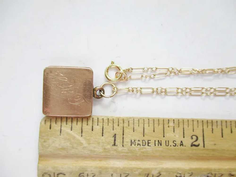 Antique Edwardian Light Rose GF Locket Square Loc… - image 10