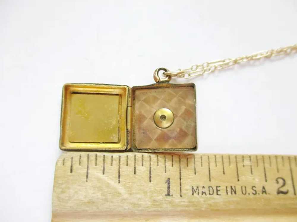 Antique Edwardian Light Rose GF Locket Square Loc… - image 12