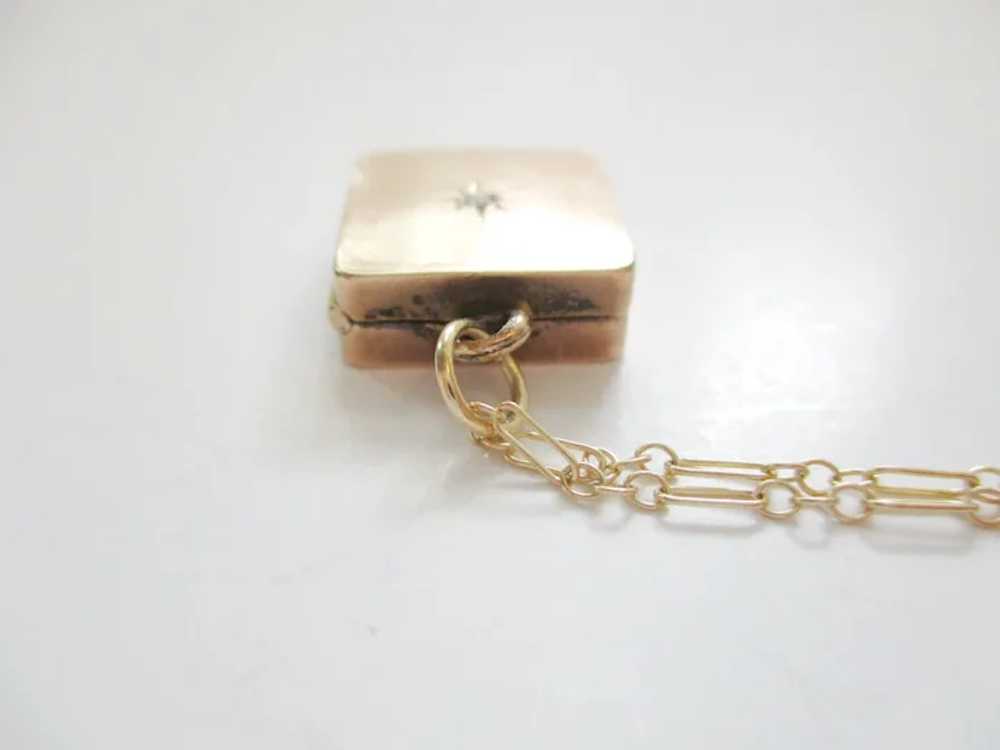 Antique Edwardian Light Rose GF Locket Square Loc… - image 4