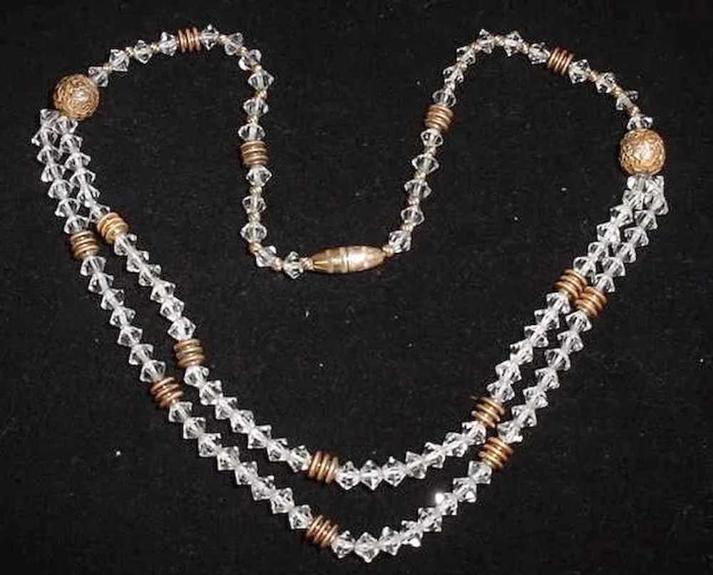 VINTAGE Brass and Crystal 15 inch Choker or Neckl… - image 3