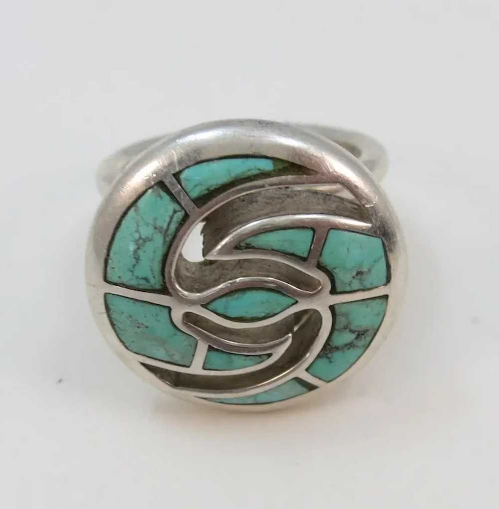 VINTAGE Different Turquoise Ring Substantial Fun … - image 2