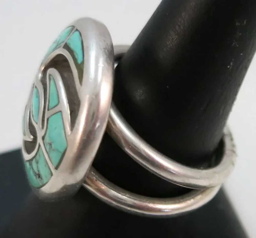 VINTAGE Different Turquoise Ring Substantial Fun … - image 3