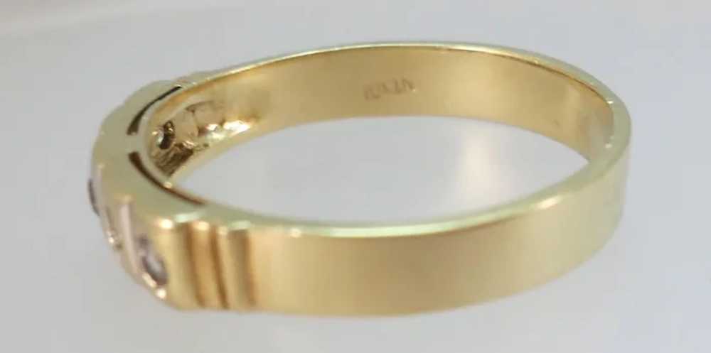 VINTAGE 10K Yellow Gold Band with 5 full Cut Diam… - image 3