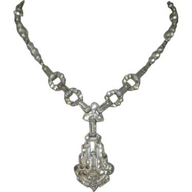 Art Deco Rhinestone Necklace, Fancy Chain