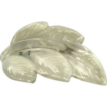 Lucite Pin, Clear Reverse Carved Leaf - Large