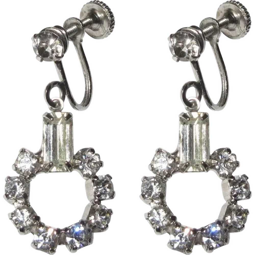 Rhinestone Hoop Earrings, Art Deco - image 1