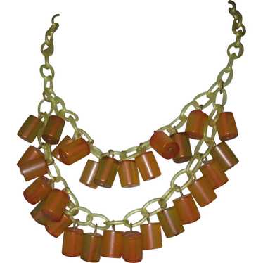 Vintage Bakelite Necklace, Deco Apple Juice Charm… - image 1