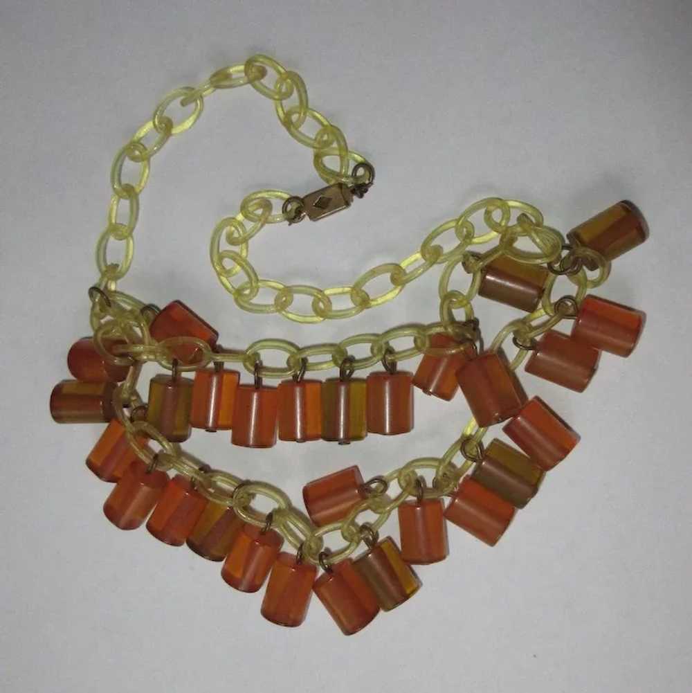 Vintage Bakelite Necklace, Deco Apple Juice Charm… - image 7