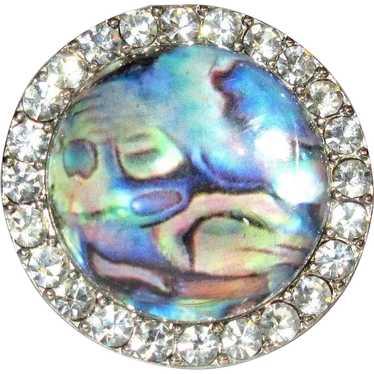 Vintage Rhinestone Ring, Lucite Bubble Dome - image 1