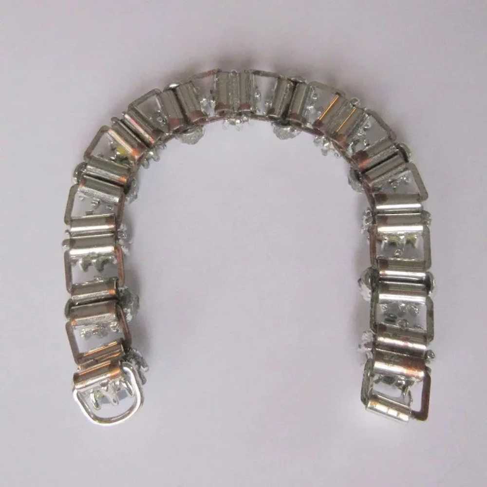 Vintage Bracelet, 50's Floral, Faux Moonstone, Rh… - image 3