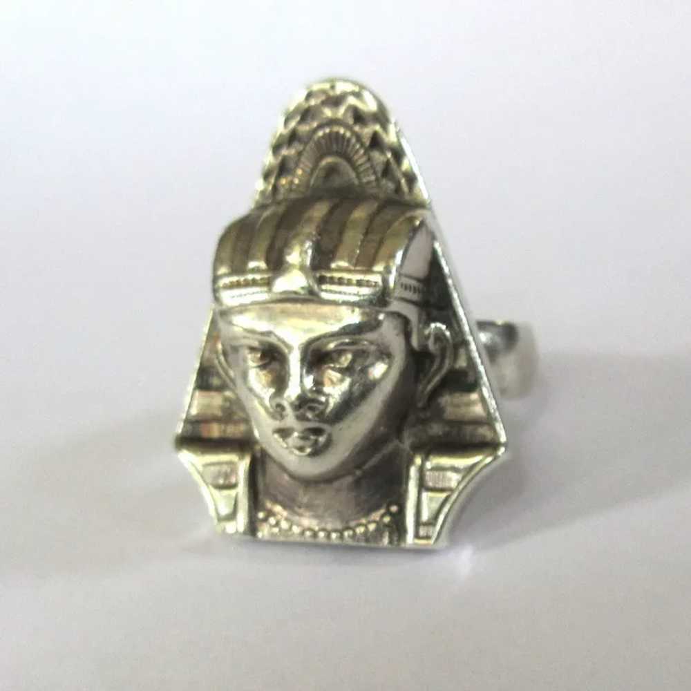 1920's King Tut Ring, Egyptian Revival Pharaoh, V… - image 2