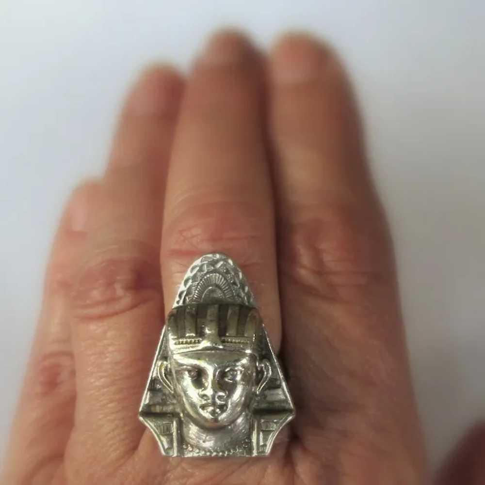 1920's King Tut Ring, Egyptian Revival Pharaoh, V… - image 3