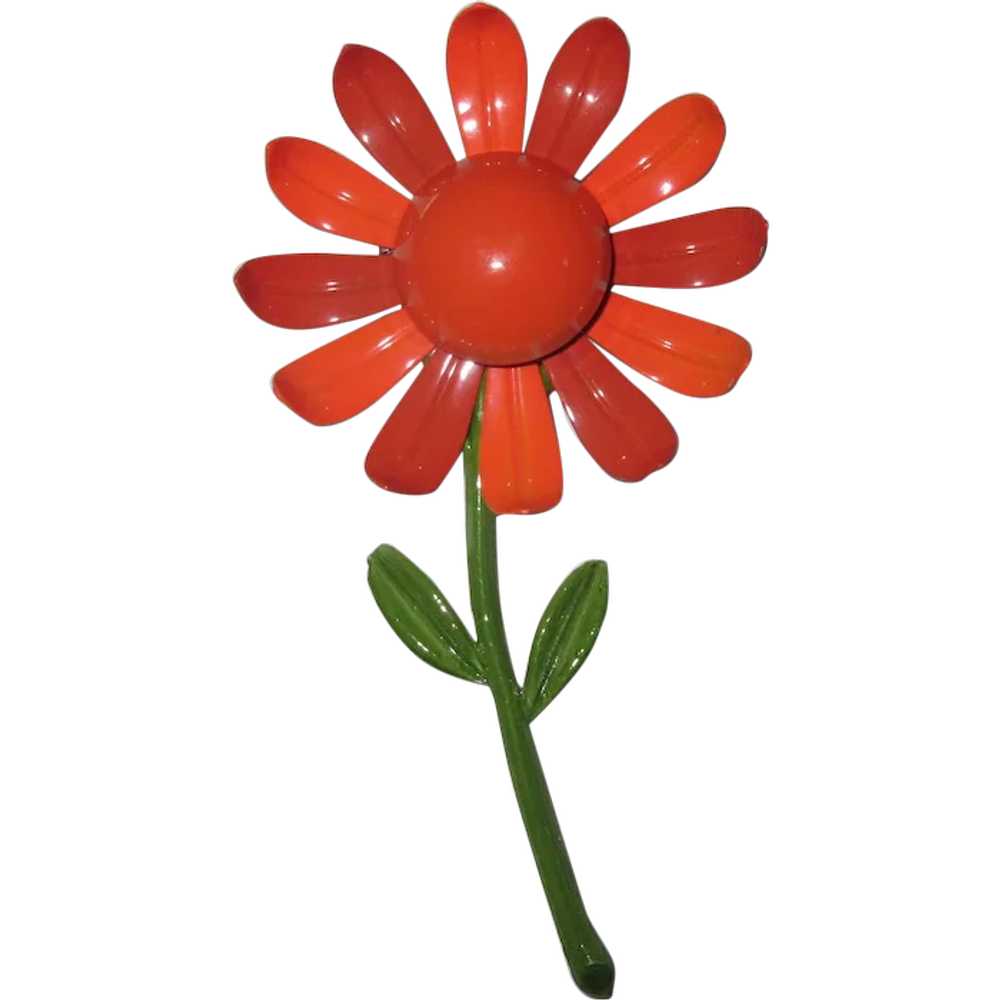 Vintage Flower Pin, 60's Daisy, Orange Blossom - image 1