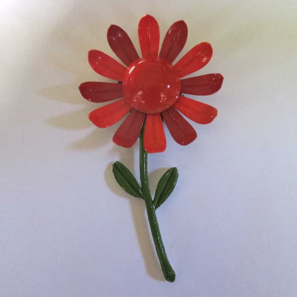 Vintage Flower Pin, 60's Daisy, Orange Blossom - image 2