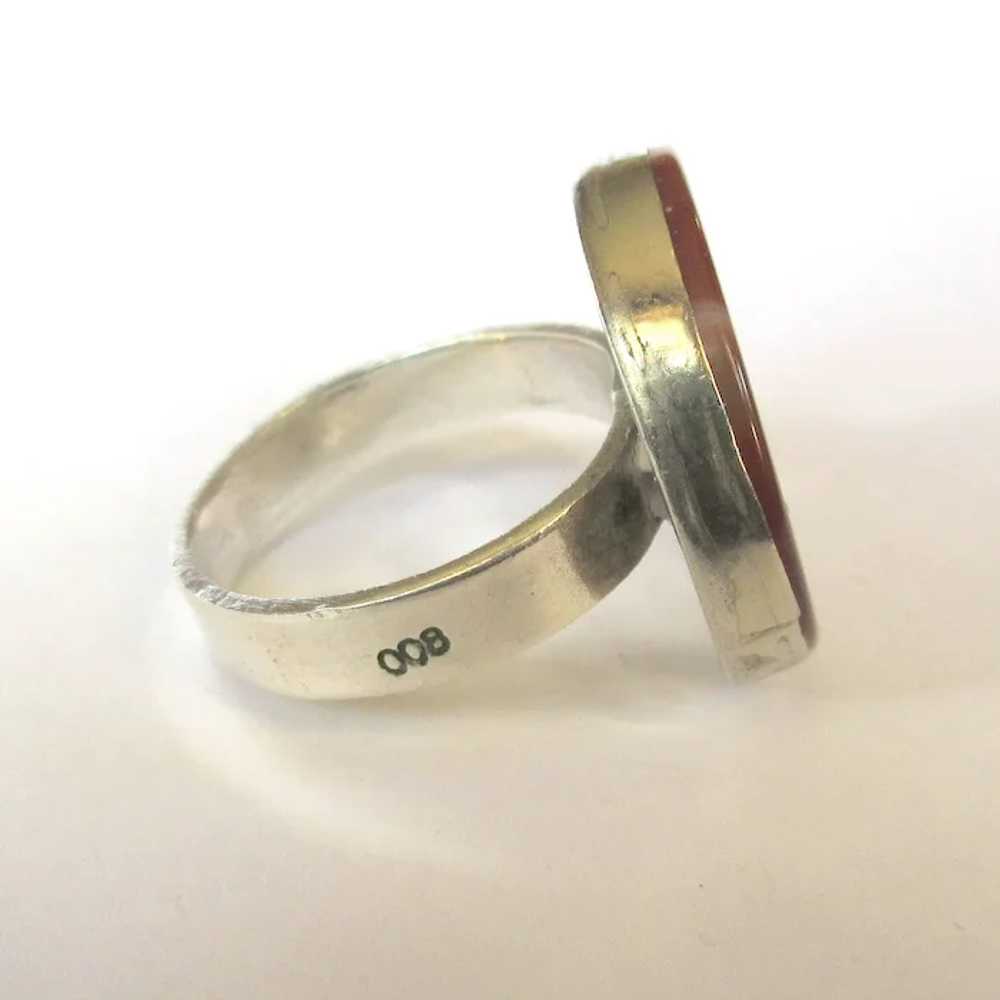 Vintage Ring, Stone / Art Glass / 800 Silver, 196… - image 3