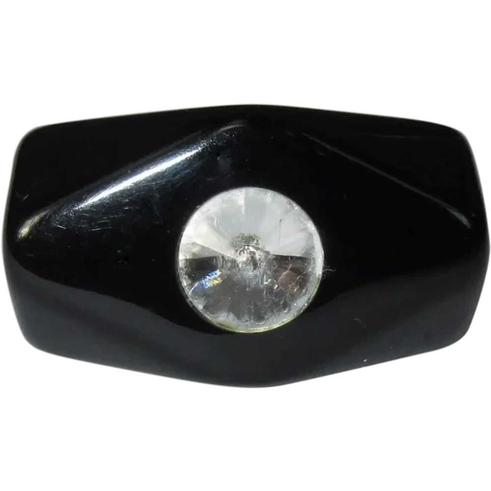 Vintage Lucite Rhinestone Ring, Rivoli, Black 60'… - image 1