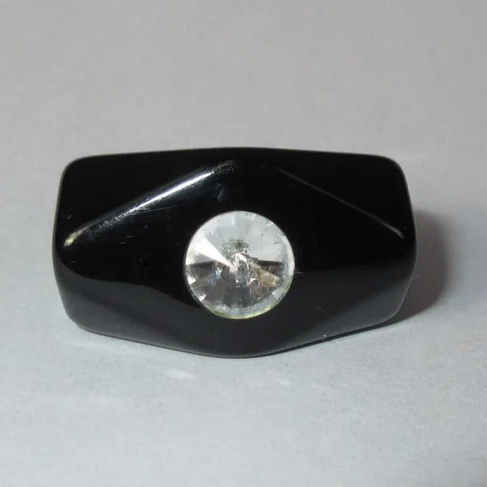 Vintage Lucite Rhinestone Ring, Rivoli, Black 60'… - image 2
