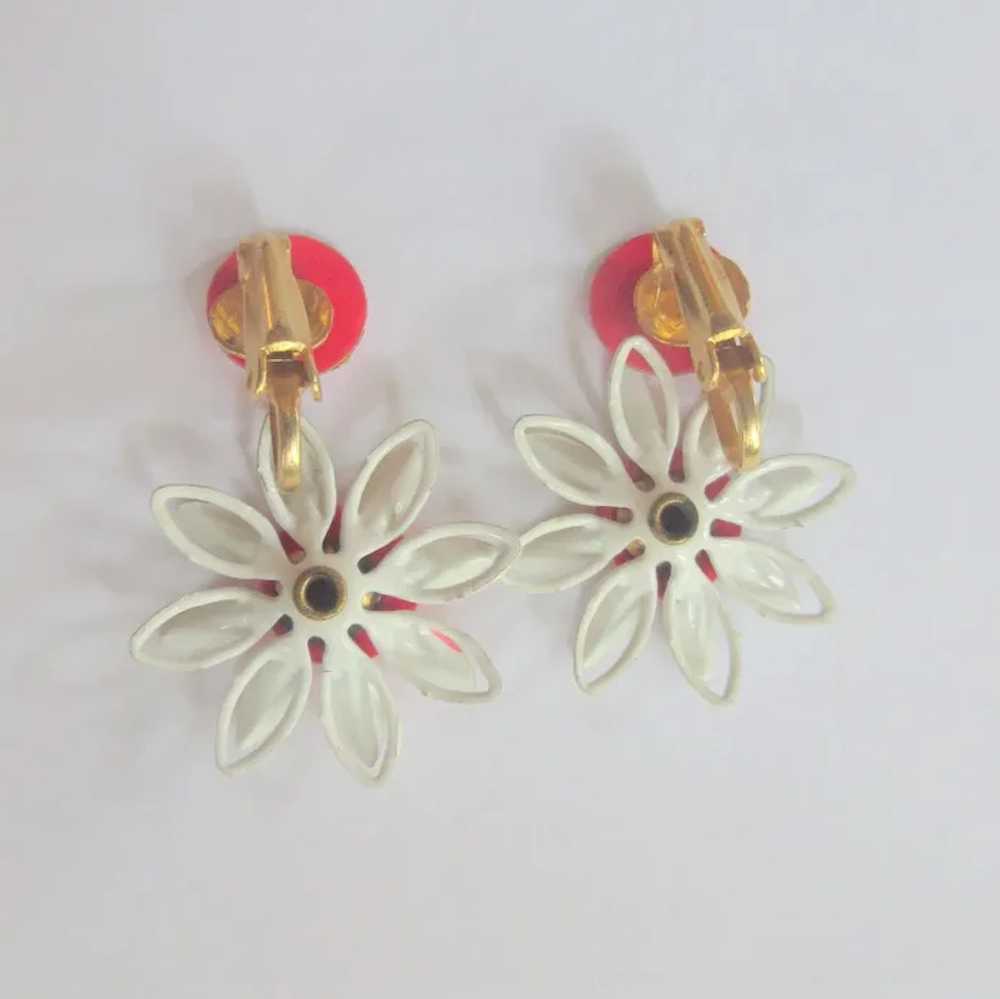 Vintage Earrings, 60's Flower Power, Orange Daisi… - image 5