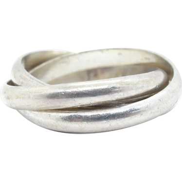 Vintage Sterling Silver Rolling Trinity Band Ring… - image 1