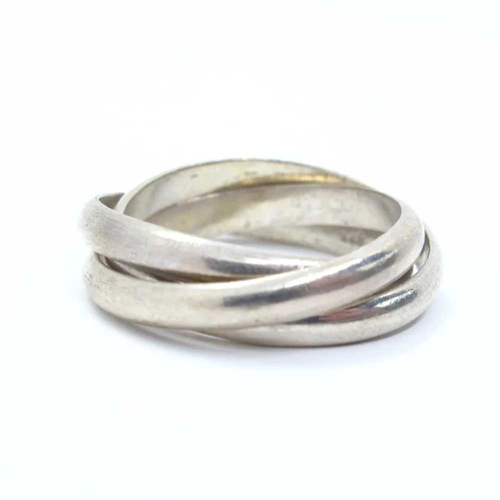 Vintage Sterling Silver Rolling Trinity Band Ring… - image 2