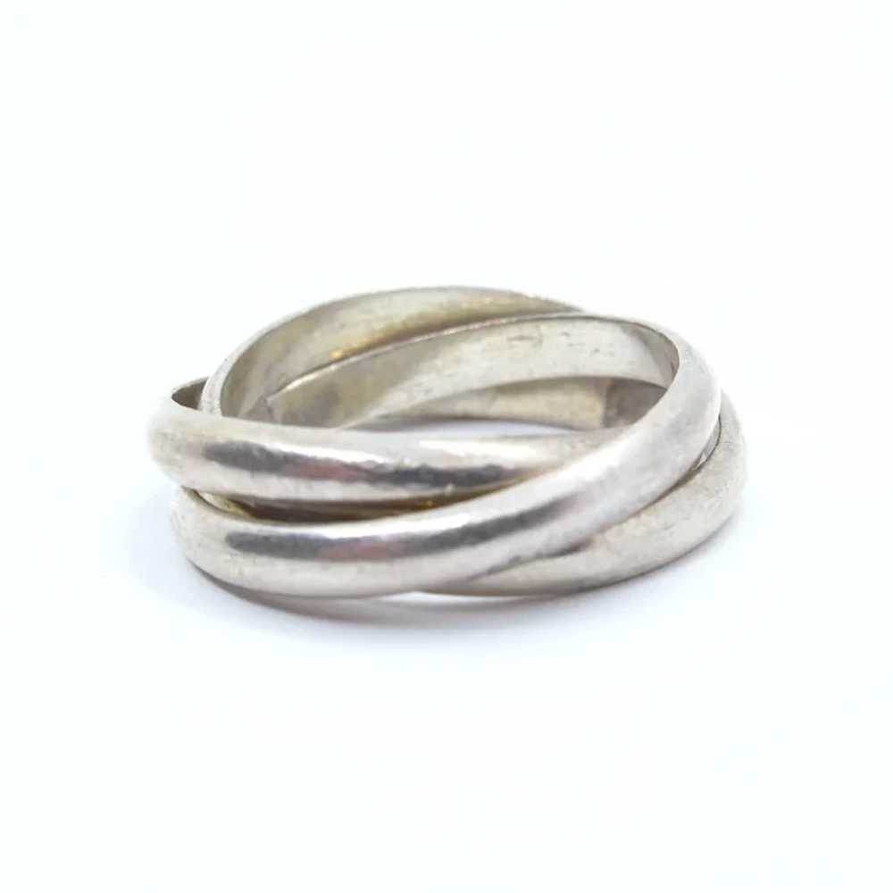 Vintage Sterling Silver Rolling Trinity Band Ring… - image 3