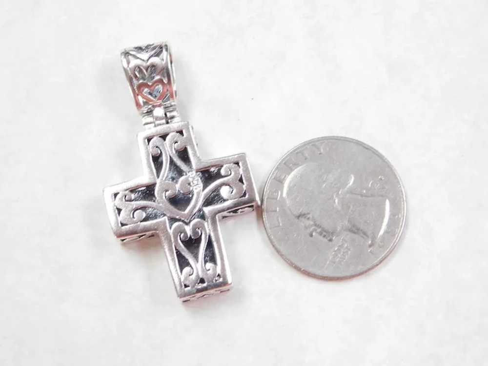 Vintage Sterling Silver Ornate Cross Pendant - image 3