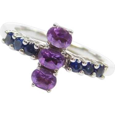 .67 ctw Sapphire and Amethyst Ring 14k White Gold