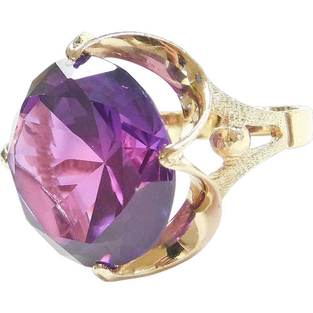 Retro Lab Alexandrite Statement Ring 24.75 Carat,… - image 1