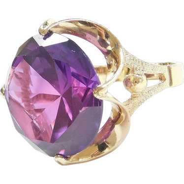 Retro Lab Alexandrite Statement Ring 24.75 Carat,… - image 1