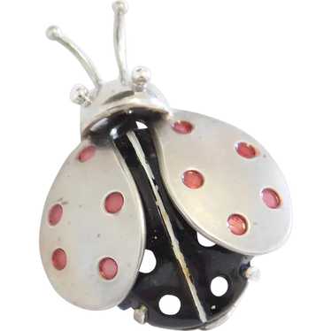 BEAU Sterling Silver Enamel Ladybug Pin / Brooch