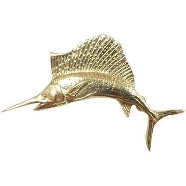 Nautical Sailfish Pendant 14k Yellow Gold