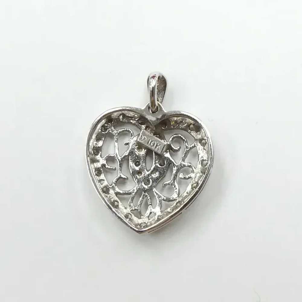 Filigree .46 ctw Diamond Heart Pendant 10K White … - image 4