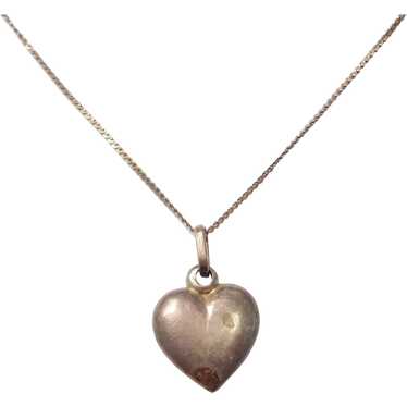 1930-40's Sterling Silver Heart Necklace - image 1