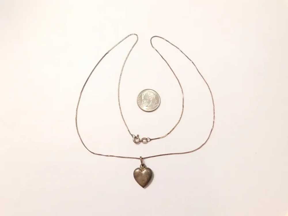 1930-40's Sterling Silver Heart Necklace - image 3