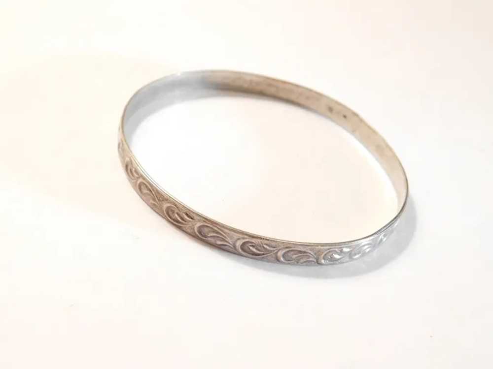 Art Nouveau Sterling Silver Bangle Bracelet - image 2
