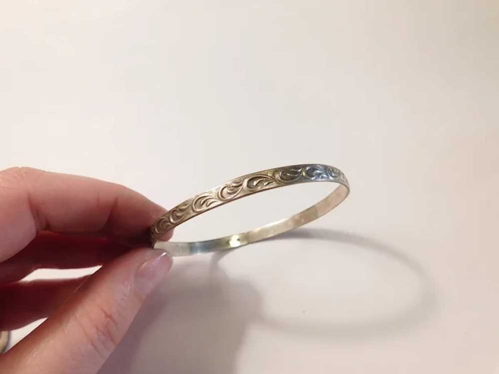 Art Nouveau Sterling Silver Bangle Bracelet - image 5