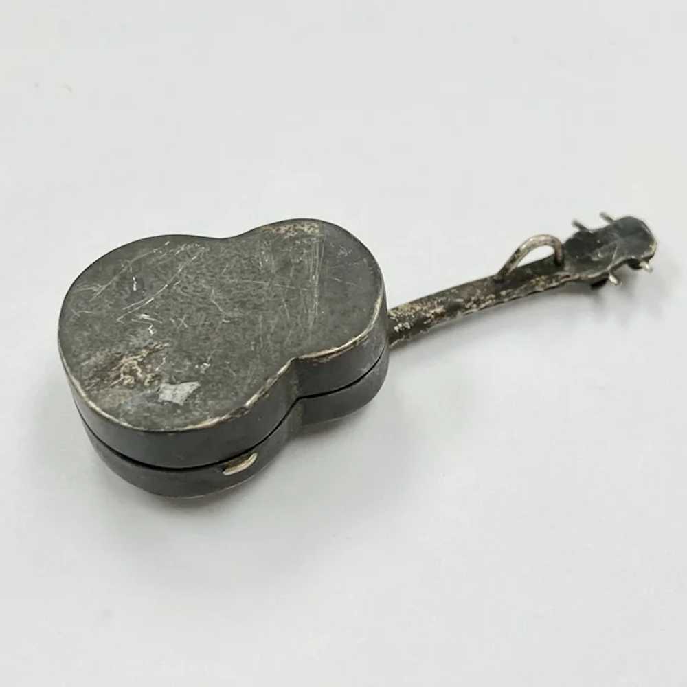 Guitar Vintage Pendant Pill Box, Hand Crafted Ste… - image 3