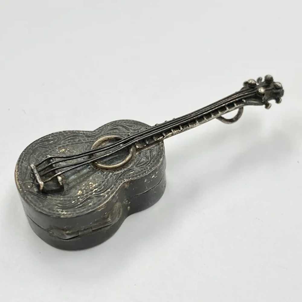 Guitar Vintage Pendant Pill Box, Hand Crafted Ste… - image 4
