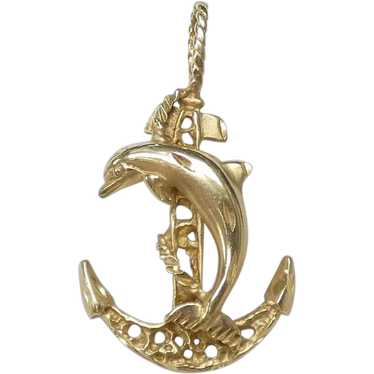 Dolphin & Anchor Pendant 14k Yellow Gold