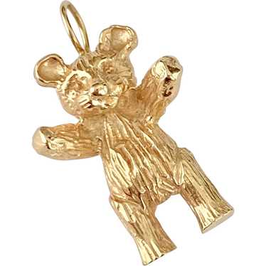 Teddy Bear Vintage Charm Solid 14K Gold Three-Dim… - image 1