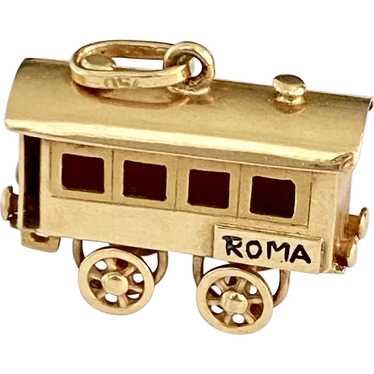 Rome / Roma Train Car Vintage Charm 18K Gold Three
