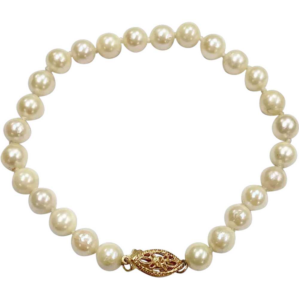 Cultured Pearl Classic Bracelet, 6mm 14K Gold Fil… - image 1
