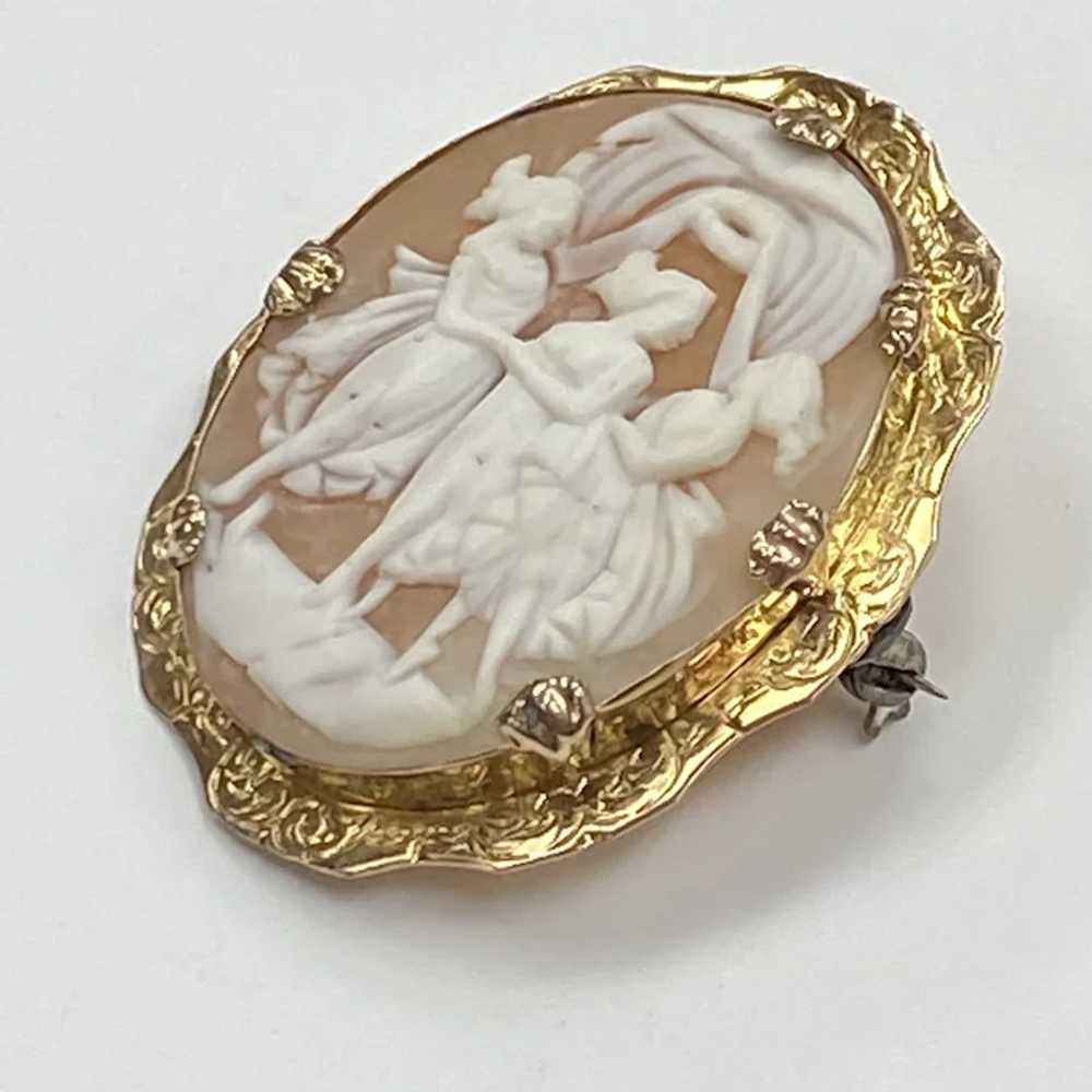 Big Victorian Brooch Three Graces Cameo 10 and 14… - image 2