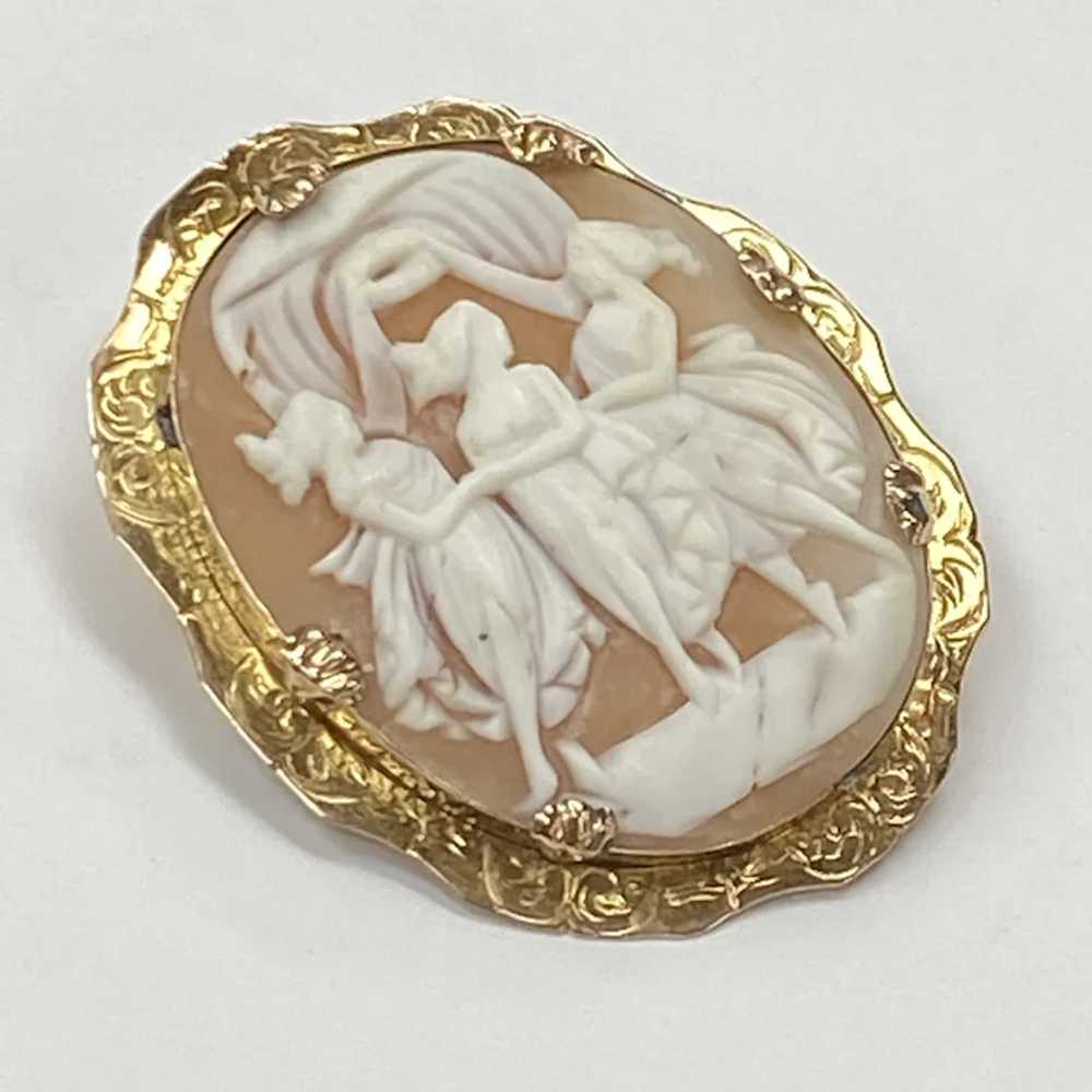 Big Victorian Brooch Three Graces Cameo 10 and 14… - image 3