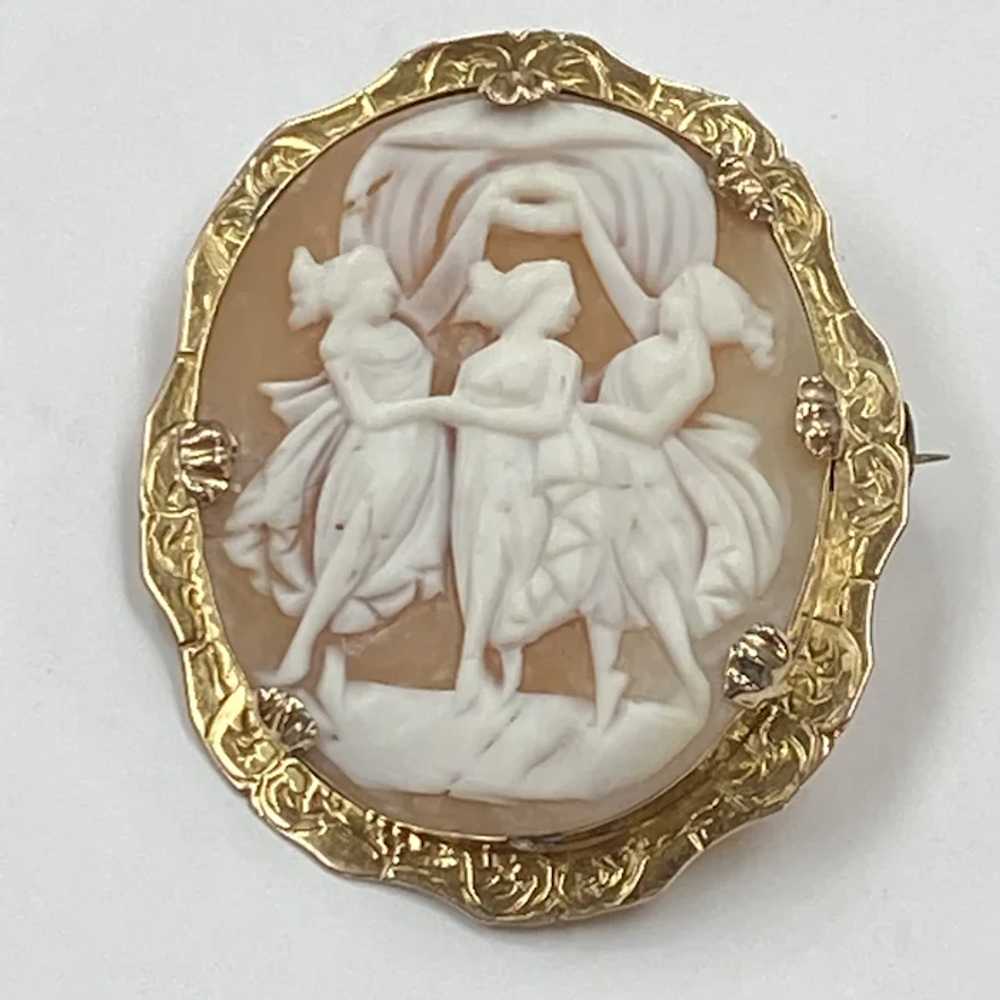 Big Victorian Brooch Three Graces Cameo 10 and 14… - image 4