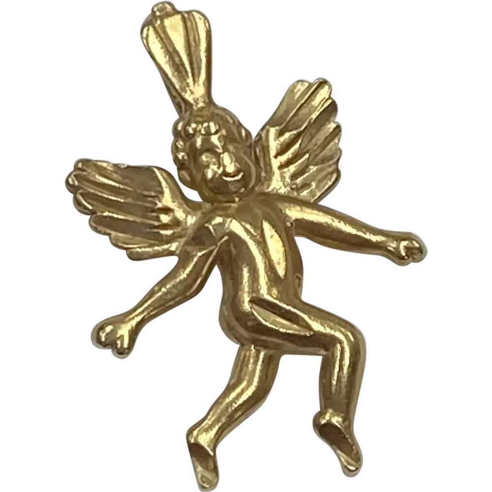 Cherub Angel Vintage Charm 14K Gold - image 1